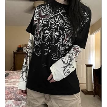 Gothic Shirt Gothic Shirt Fake Two-Piece Alternative